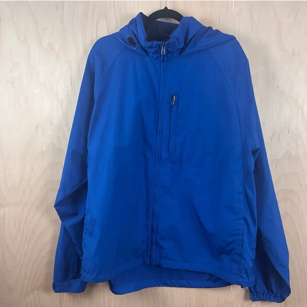 Eddie‎ Bauer Blue Hooded Windbreaker Jacket Men’s XL Lightweight Zip Up